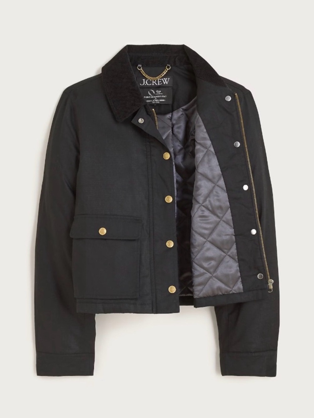 NWT J.Crew Cropped Barn Jacket in Black Ripstop Cotton - Picture 4 of 9
